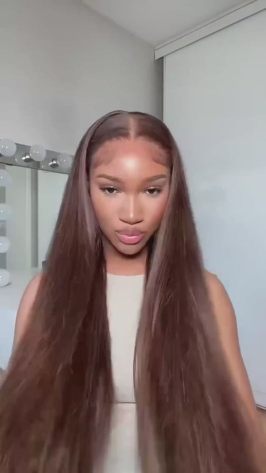 Straight Wig – 4x4 HD Lace – Chocolate Glaze – Quiet Power