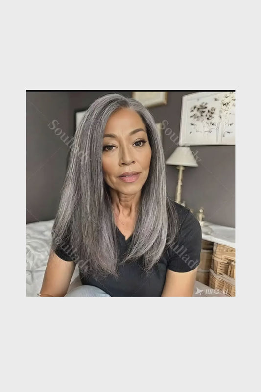 Straight Wig – HD Lace 13x4.5, Salt and Pepper – Silver Frequency