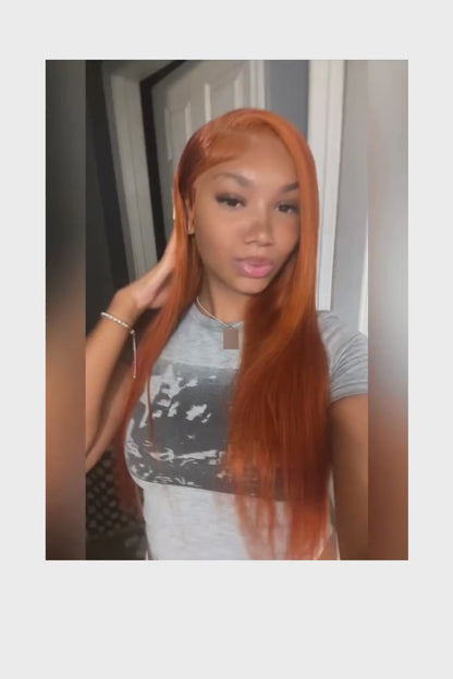200 Density Ginger 13x6 Hd Lace Frontal Human Hair Wig 13x4 hd Lace Orange Ginger Colored Straight Human Hair Wigs for Women