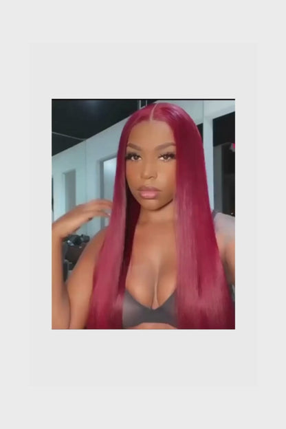 Wig Straight HD Lace 13x4 – 99J Burgundy – Power Wine