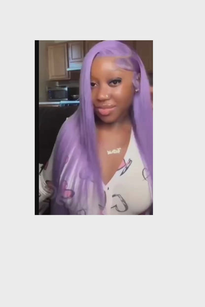 Purple Vietnamese Human Hair Wig 13X6 HD Transparent Lace Front Pre Plucked 180% 250% Density Straight 28 32 Inch Wigs For Women