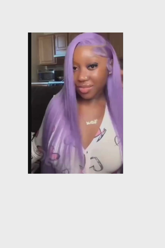 Purple Vietnamese Human Hair Wig 13X6 HD Transparent Lace Front Pre Plucked 180% 250% Density Straight 28 32 Inch Wigs For Women
