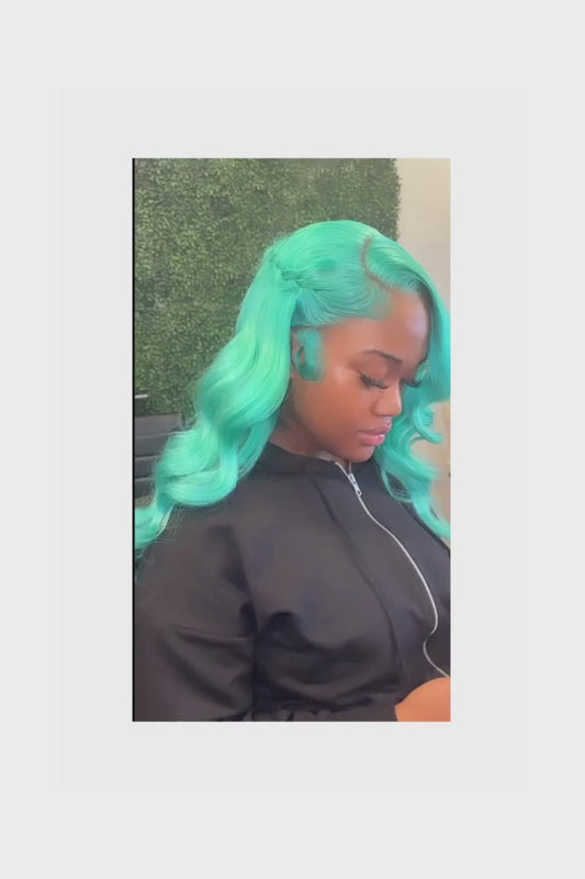 13x6 Cyan Blue Lace Front Wig Body Wave Light Green Lace Front Wig Human Hair Pre Plucked Blonde 613 Lace Frontal Wigs For Women