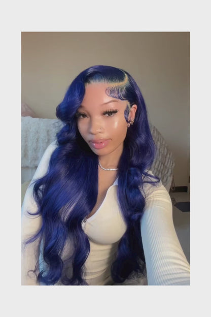 Dark Blue 13x4 Lace Front Wigs Body Wave 100% Human Hair Navy Blue Colored 13x6 Hd Lace Frontal Wigs Pre Plucked Brazilian Wigs