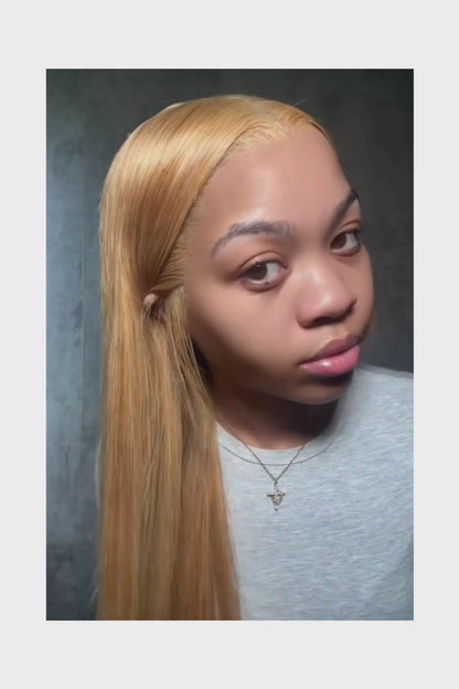 Straight Human Hair Wigs 27 Honey Blonde 13X6 Hd Lace Frontal Wig 100% Human Hair 230 Density Pre Plucked Brazilian Wigs 38 Inch