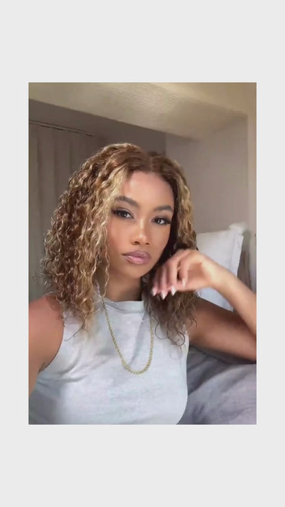 Deep Wave Bob Wig 5x5 HD Lace – 4/27  – Honey Glow