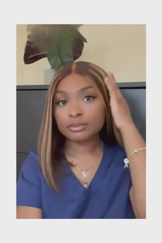 Highlight Wear Go Glueless Human Hair Straight Short Bob Wig P4/27 Colored 7x5 13x4 HD Lace Frontal Glueless Wigs Ready to Wear