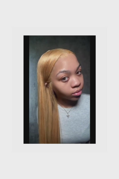 Straight Human Hair Wigs 27 Honey Blonde 13X6 Hd Lace Frontal Wig 100% Human Hair 230 Density Pre Plucked Brazilian Wigs 38 Inch