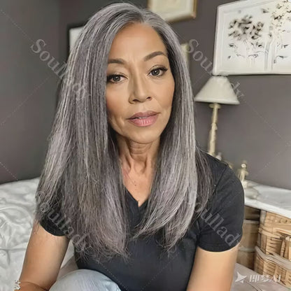 Straight Wig – HD Lace 13x4.5, Salt and Pepper – Silver Frequency