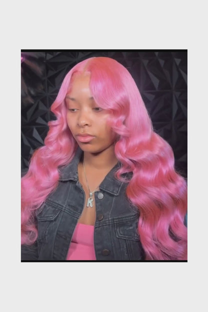 Bubblegum Pink Body Wave Colored HD Lace Frontal Wig 13x6 Brazilian Transparent 36 40 Inch Lace Front Human Hair Wigs For Women