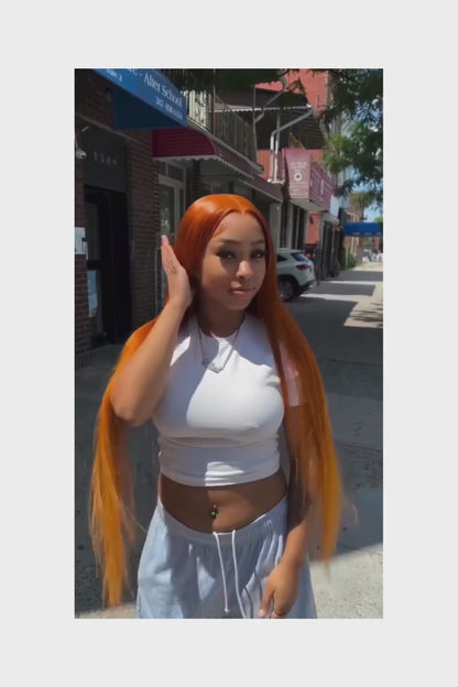 Silkwave 36 Inches Straight Ginger Orange Lace Front Human Hair Wig 13x4 13x6 HD Lace Frontal Colored Wigs Prep lucked For Women